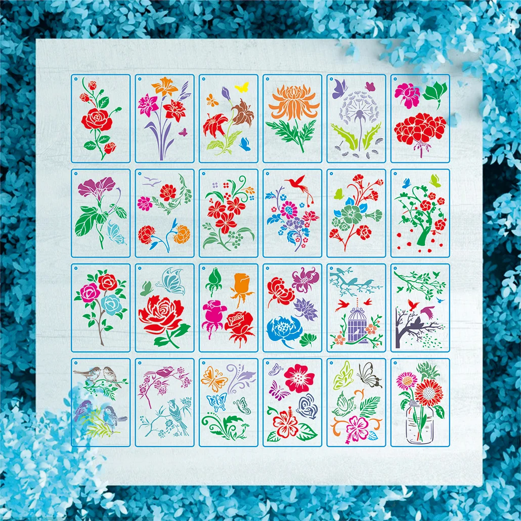 Reusable Flower painting tool Plastic Spring Custom Home Decoration On Wood Drawing Stencil