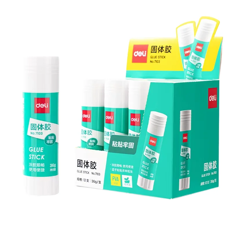 deli High Viscosity PVA Student Handmade Glue Sticks Solid and Formaldehyde-Free Large Capacity for Financial Office Supplies36g