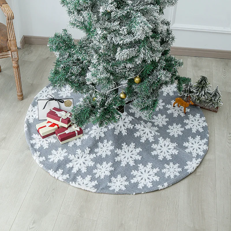 2407 ganglian Christmas jacquard snow tree skirt Plush apron Holiday party decorations