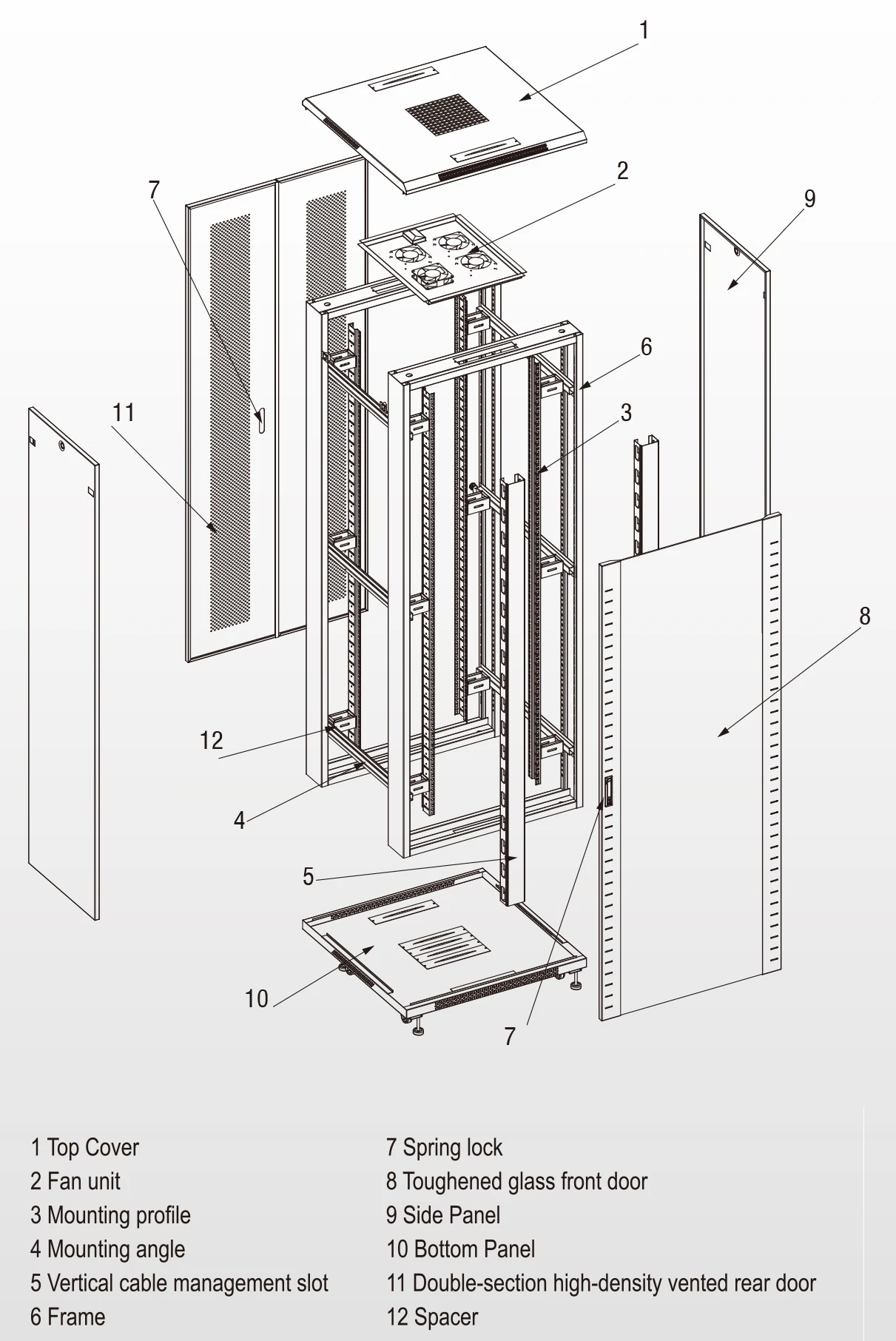 New Arrival 42U 19 Inch Data Center Server Rack 42U Floor Standing Glass Door Network Cabinet