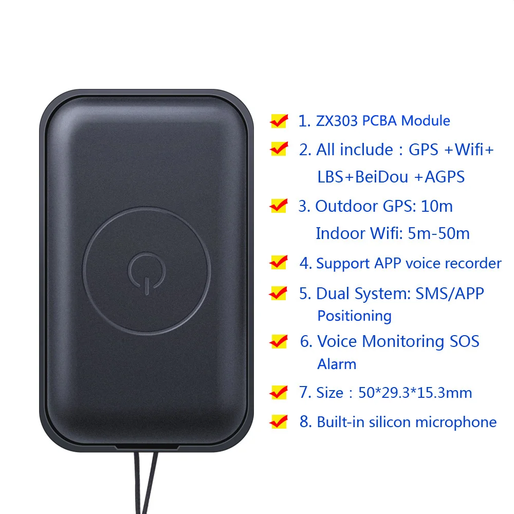 GT-07 Портативный GPS устройства слежения LBS Wi-Fi персональный