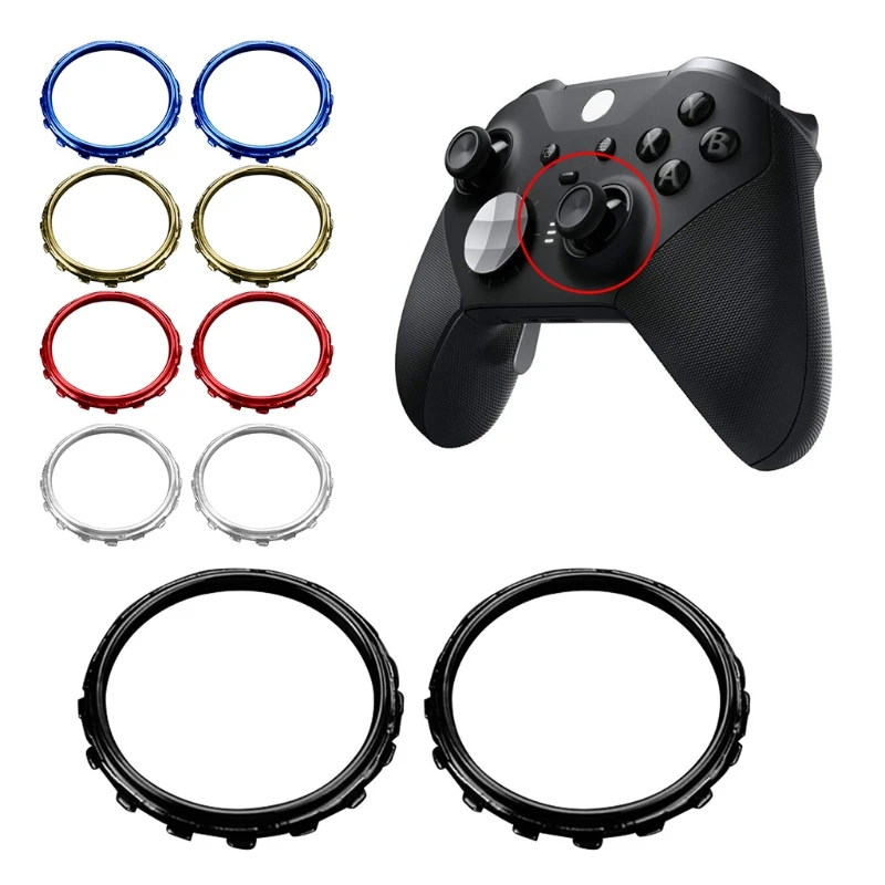 New Pack Of 2 Replacement Accessories Chrome Thumbstick Accent Rings For Xbox One Elite Controller Repair Part Game Accessory
