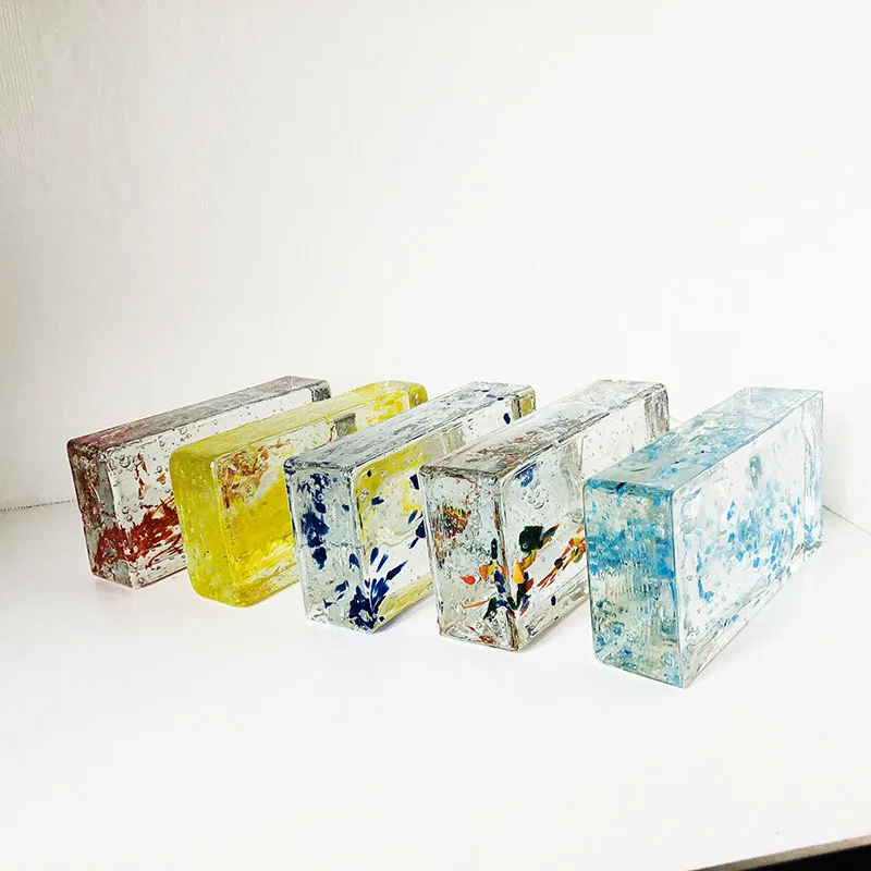 Jingyage bubble color solid glass brick decorative crystal blocks