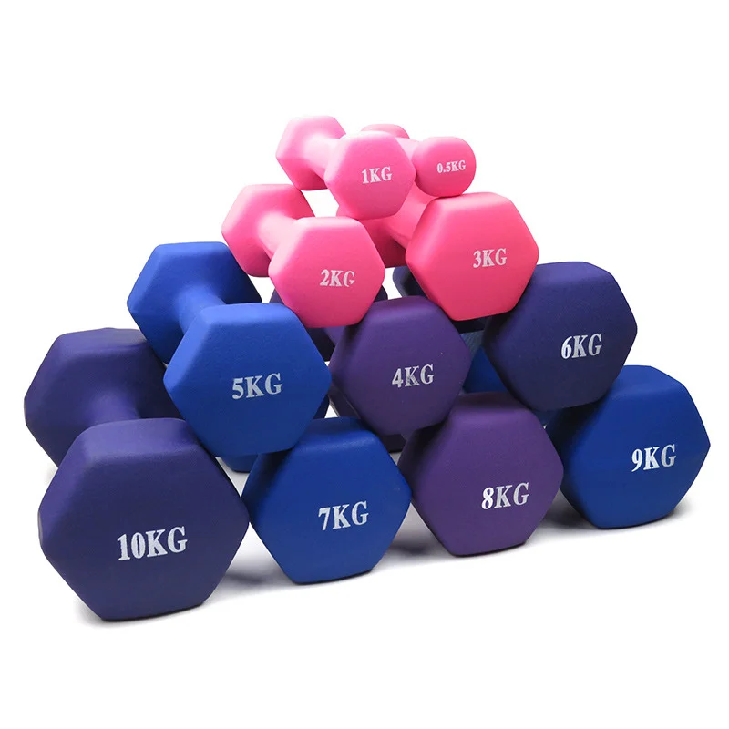 
Sport Hexagonal Gym Equipment Neoprene Rubber Hex Weight 10kg Dumbbells Sets 