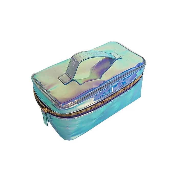 holographic cosmetic bag pu leather bag make up bag 2022