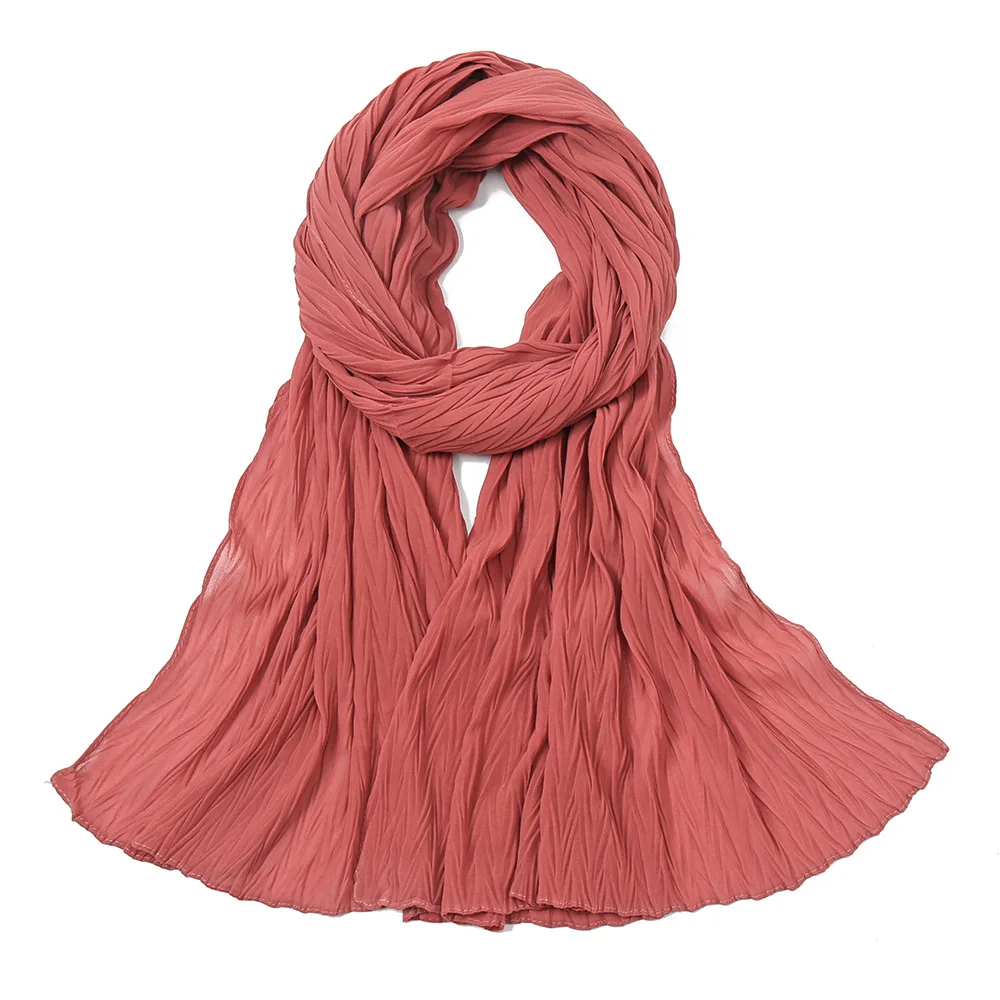 1922 MuslmQLO  New design pleated chiffon toe cap scarf dubai hijab scarf chiffon hijab women