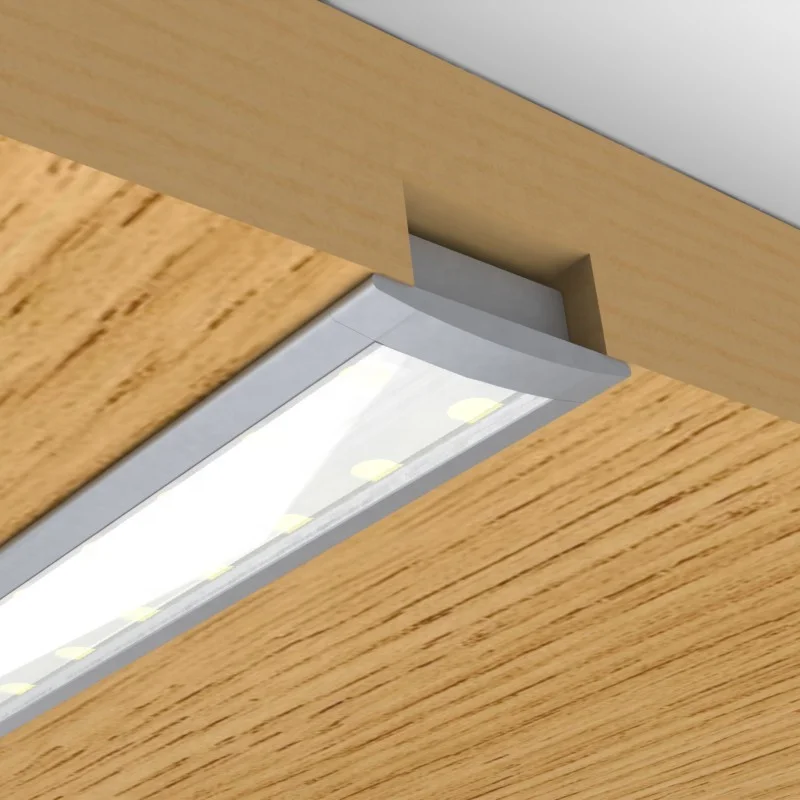 1M/2M/2.5M/3M Length Shallow Recessed LED Aluminium Profile C/w LED Strip Diffuser