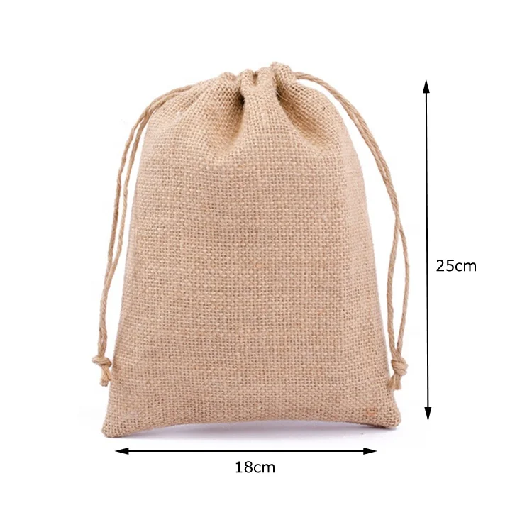 KAIFEI factory wholesale 13x16cm hemp shopping bags nature jute pouch drawstring rice bag