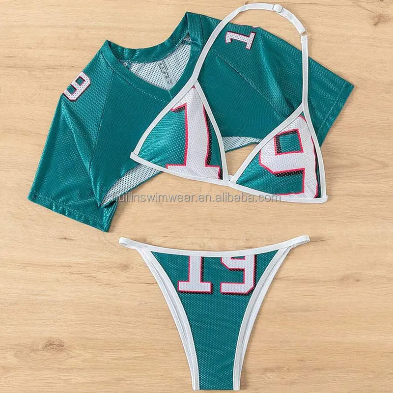 Wholesale New Fashion Hot Selling Plus Size Bikini Custom Two Piece Crop Top Short Sleeve Swimsuit Swimwear