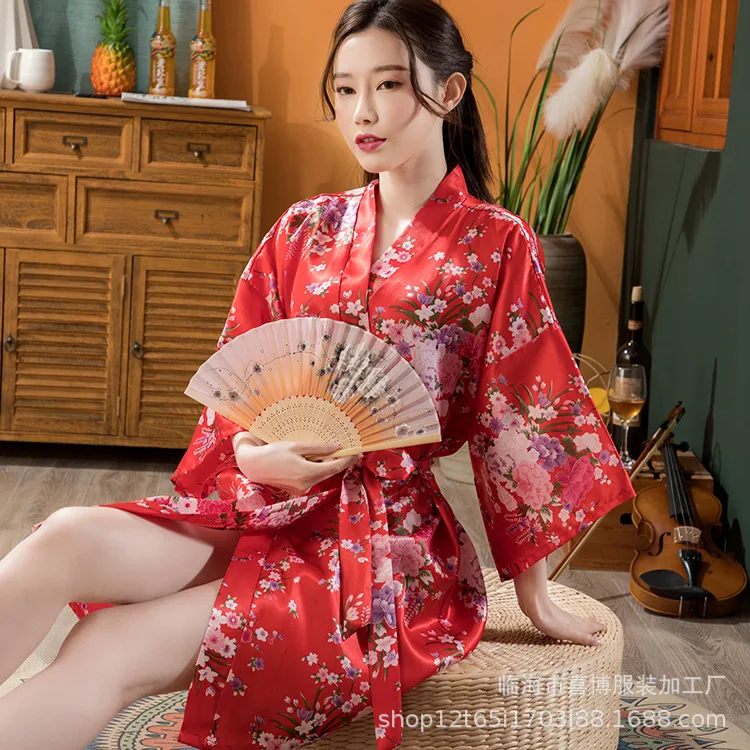 Women Floral Satin Robe Bridal Dressing Gown Wedding Bride Bridesmaid Kimono Sleepwear