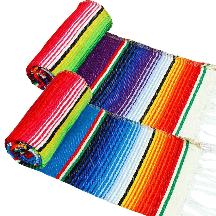 Genuine Mexican Table Runner Saltillo Serape Colorful Striped Sarape Made in China