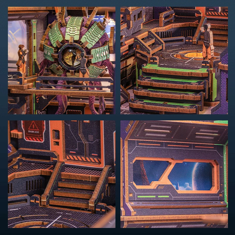 CuteBee 3D Wooden Puzzle Handmade Craft The Eye of Old God with Light Building Model Toys Book nook Wooden Book Nook