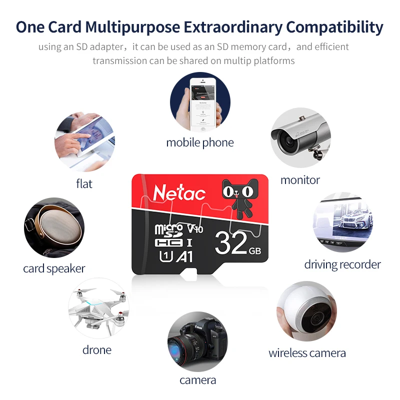 Netac OEM Color Red 32GB Class 10 SD TF Card Memory Card large capacity  home monitoring devices Original Factory