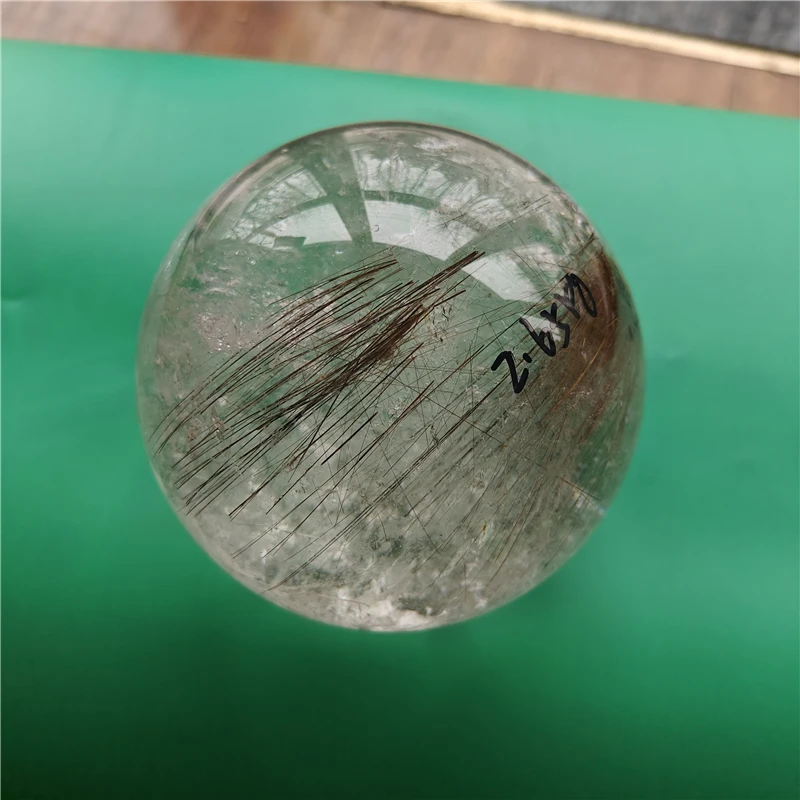 Rutilated quartz crystal ball natural clear crystal sphere for craft