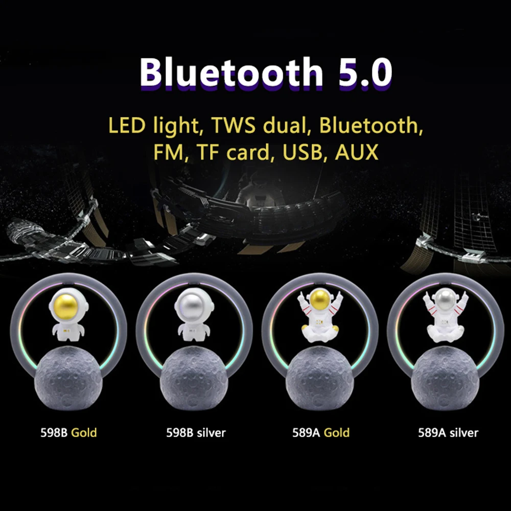 Floating Magnetic Night Light Astronaut Levitation Intelligent Colorful Novelty LED Lamp Bluetooth Speaker Strong Bass TF Card