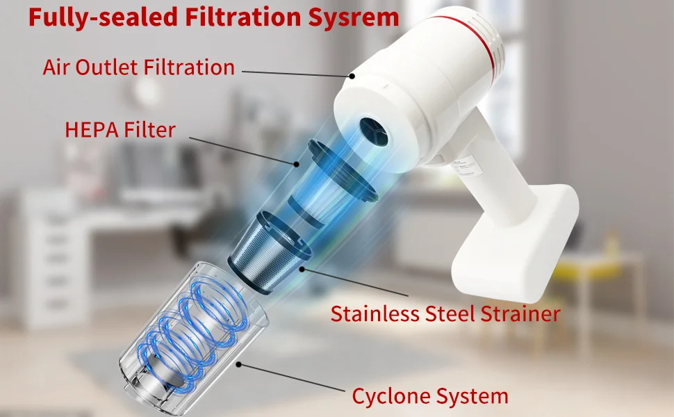 Cordless Stick Household Strong Suction Vacuum Cleaner Battery-Operated Handheld Portable Vacuum Cleaner for Home