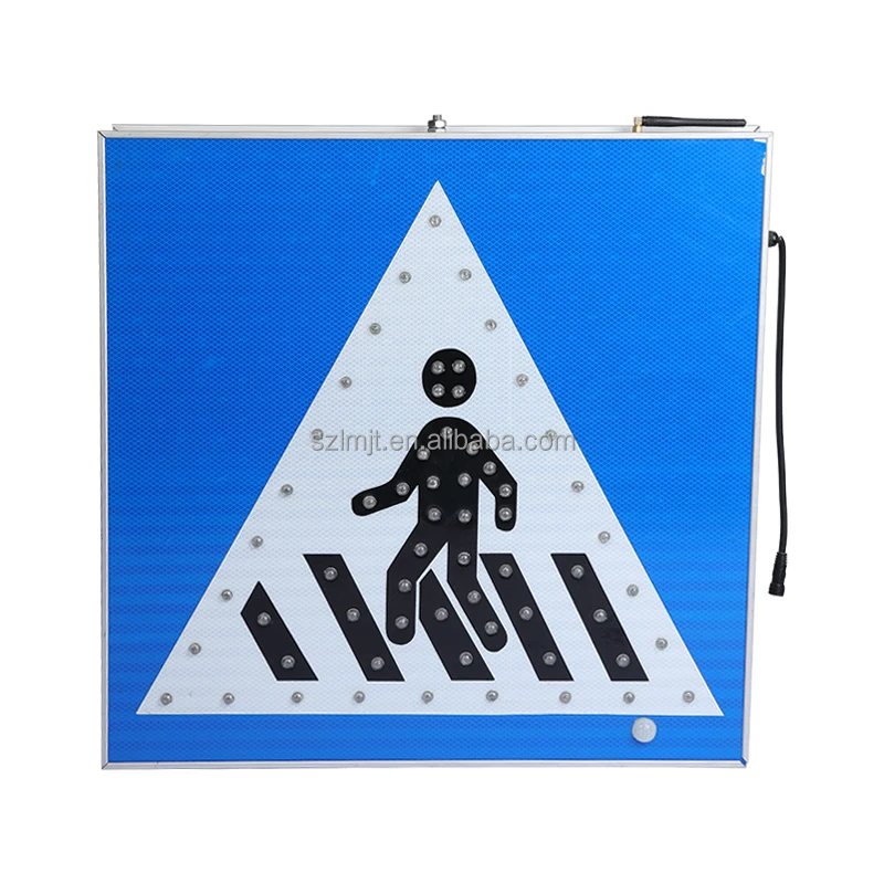 Aluminum Shell Square Slow Down Flashing LED Solar Pedestrian Walk Crossing Traffic Warning Sign