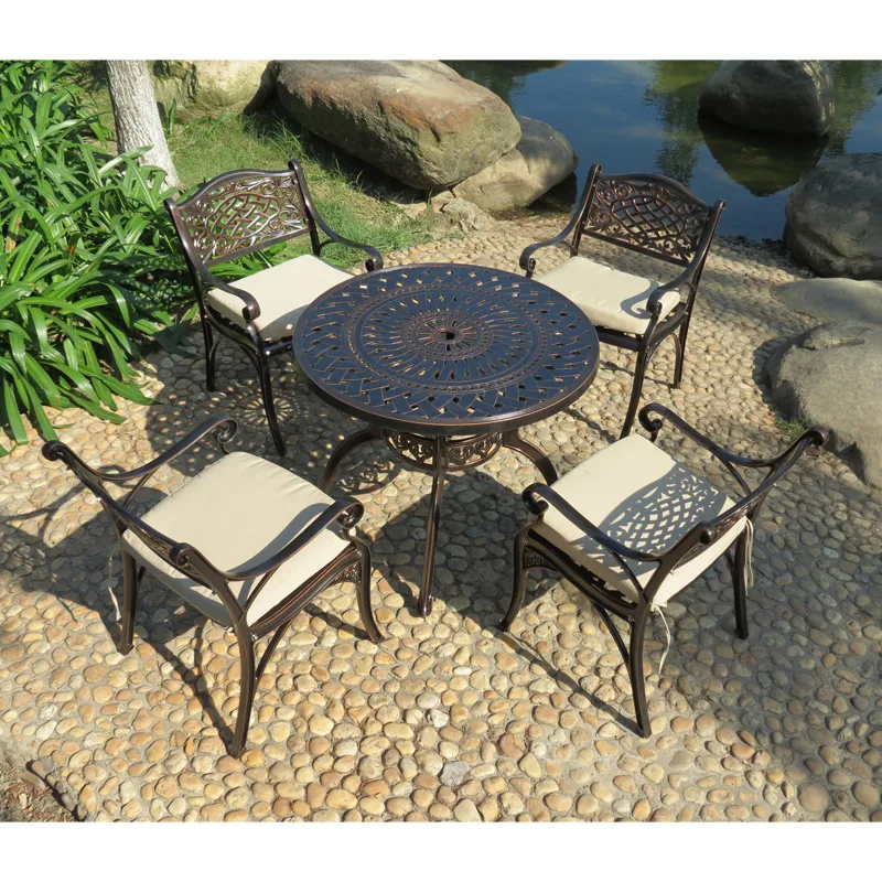 New design bistro set metal outdoor dining table set aluminium garden table and chairs