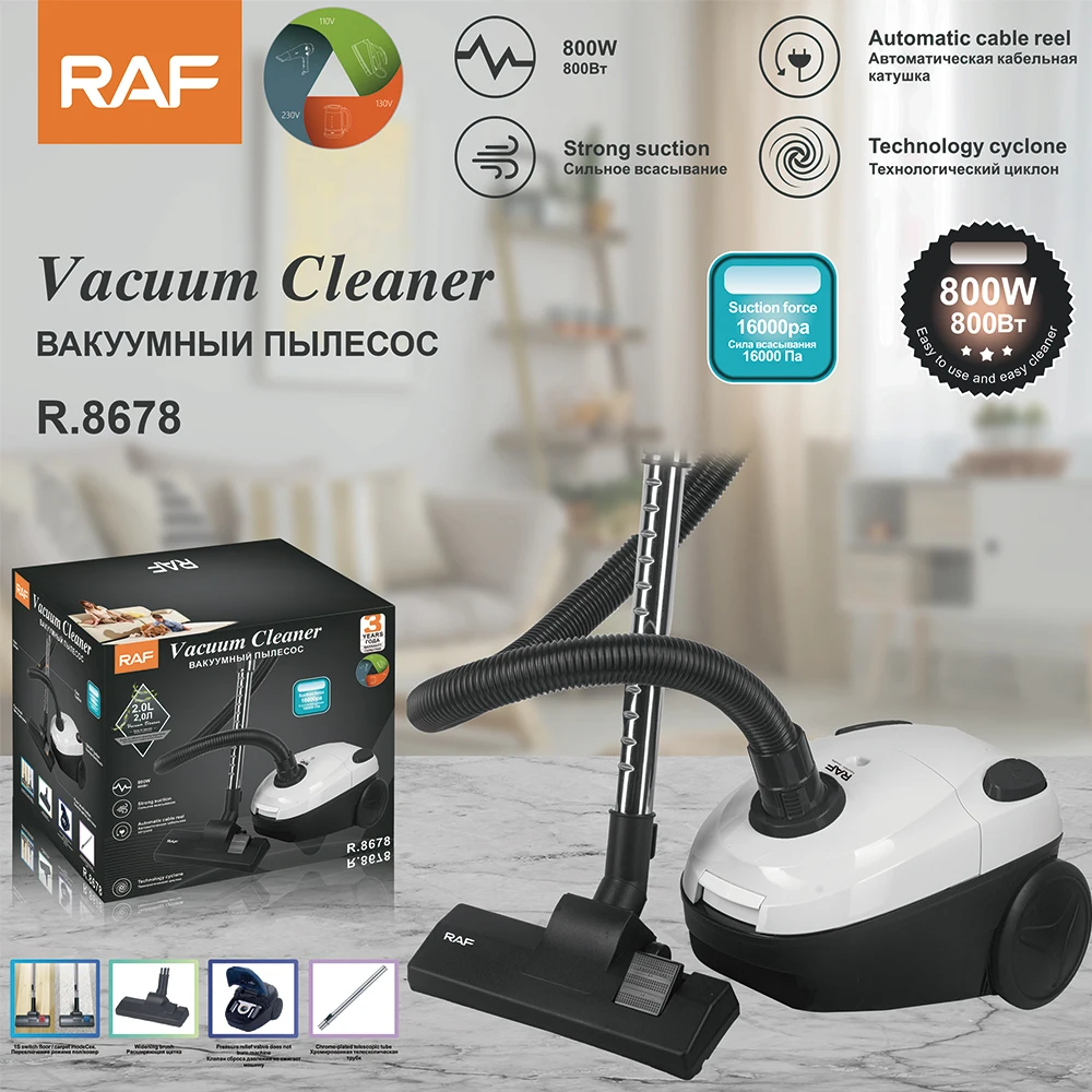 RAF 2024 New 800W 2.0L Technology Cyclone Electric Household Dry Vacuum Cleaner with Automatic Cable Reel