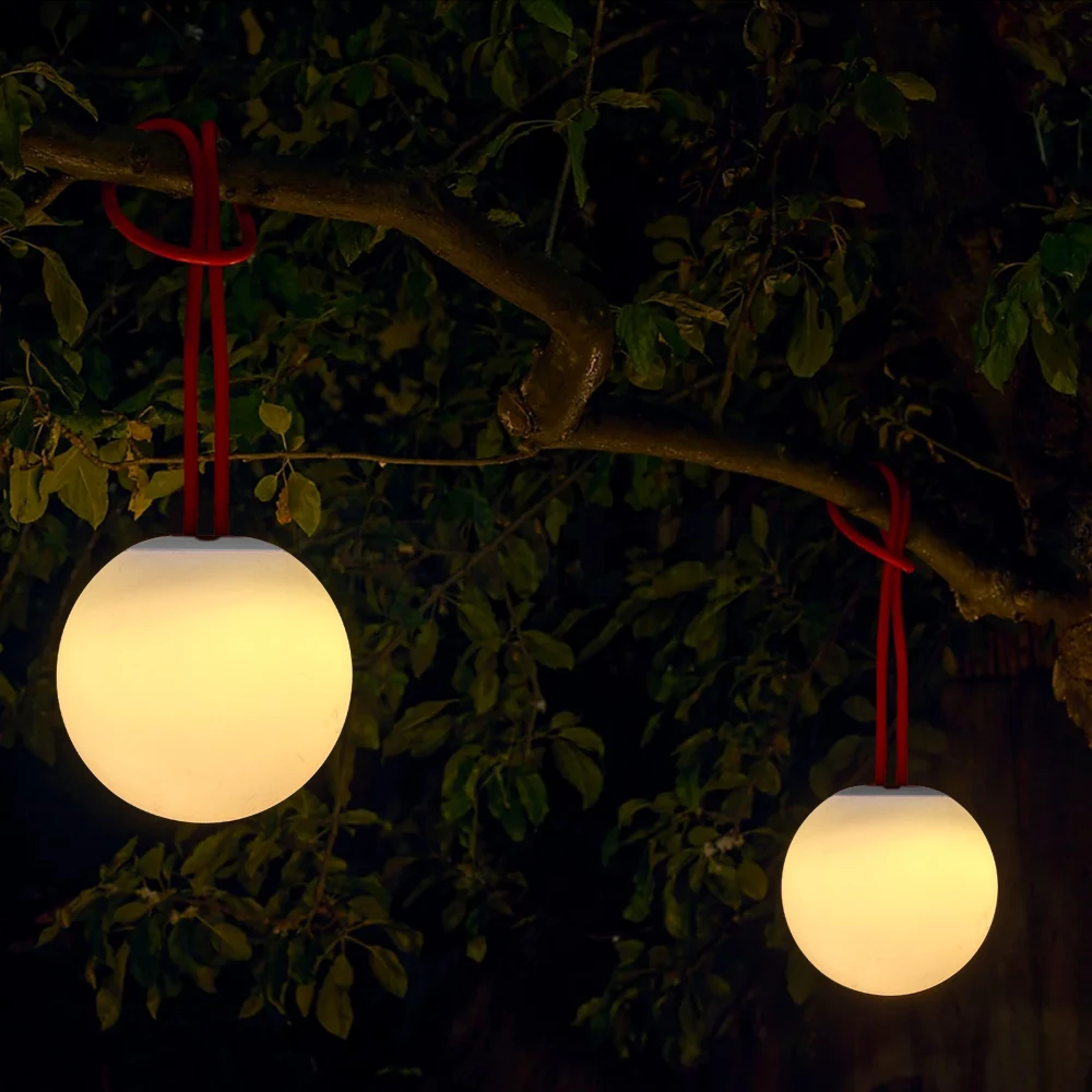 Christmas lamp battery operated led pendant lamp PE+ABS material ip65 outdoor led ball sphere globe rechargeable pendant light