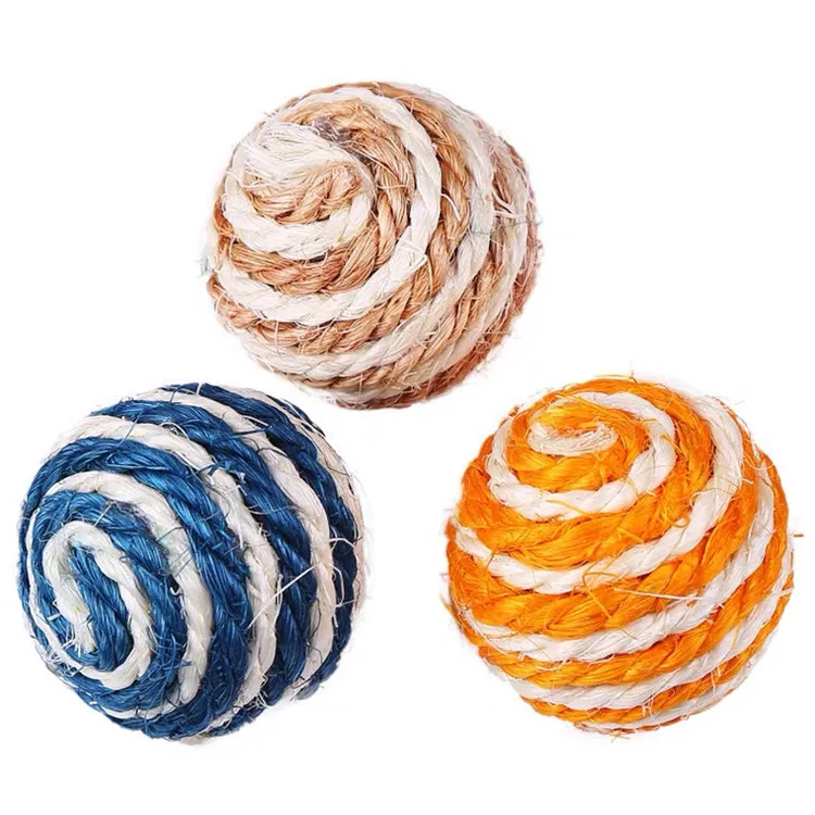 Candy Colors Sisal Ball Cat Toy Pet Products Wholesale In Stock Interactive Cat Catching Ball Toy