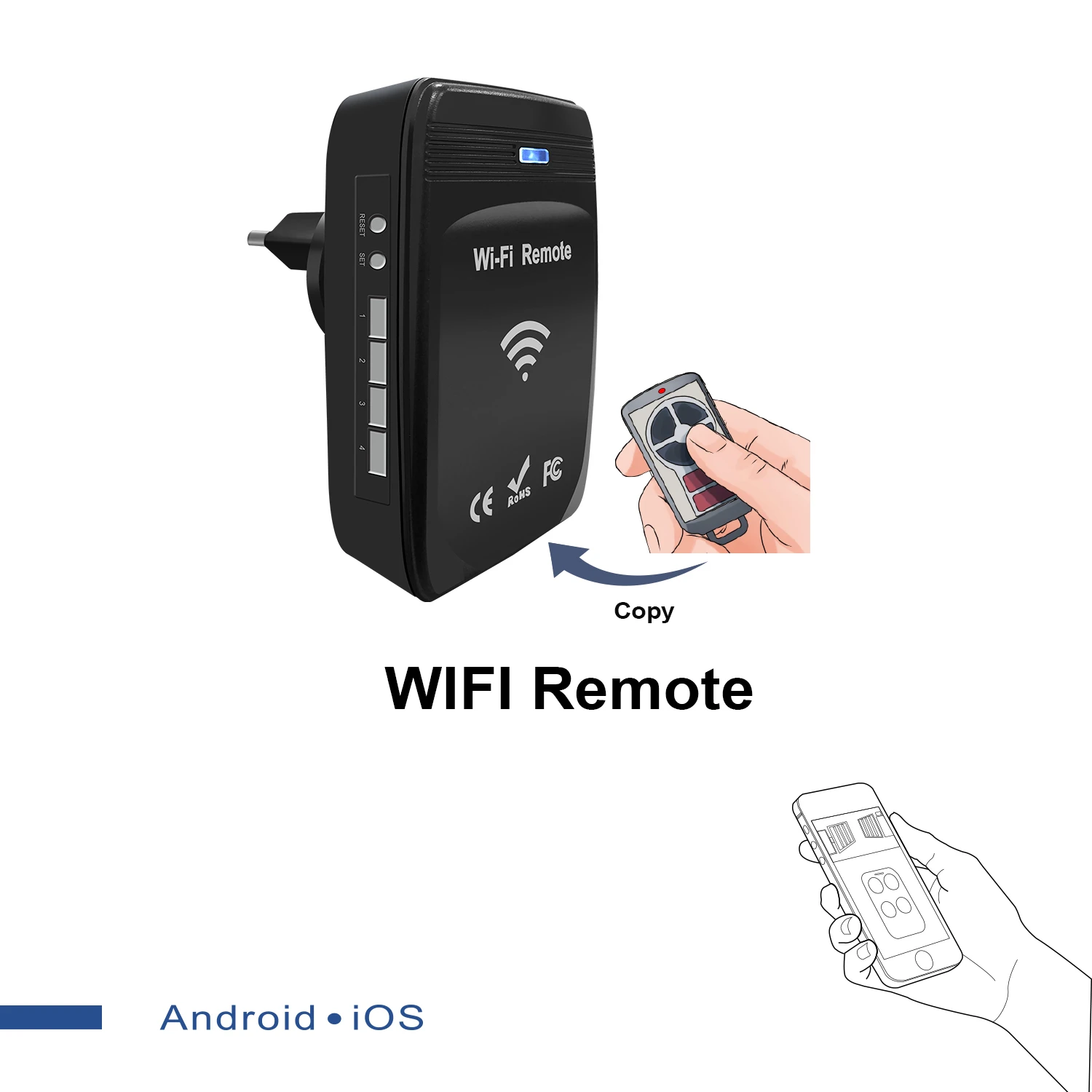 280-868MHz WiFi Multi-Frequency Remote Charger with Plug for The Sliding Gate or Garage Door