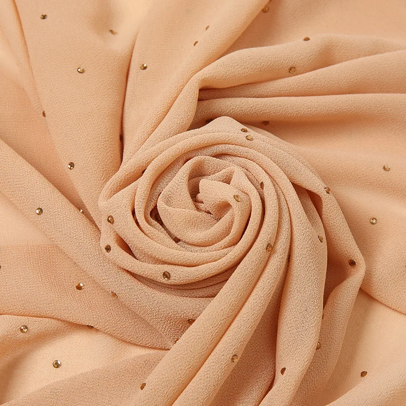 Lain Pearl Bubble Chiffon Diamond Rhinestone Shawl Scarf High Quality Shimmer Beads Headband Wrap Foulard Muslim Hijab Sjaal