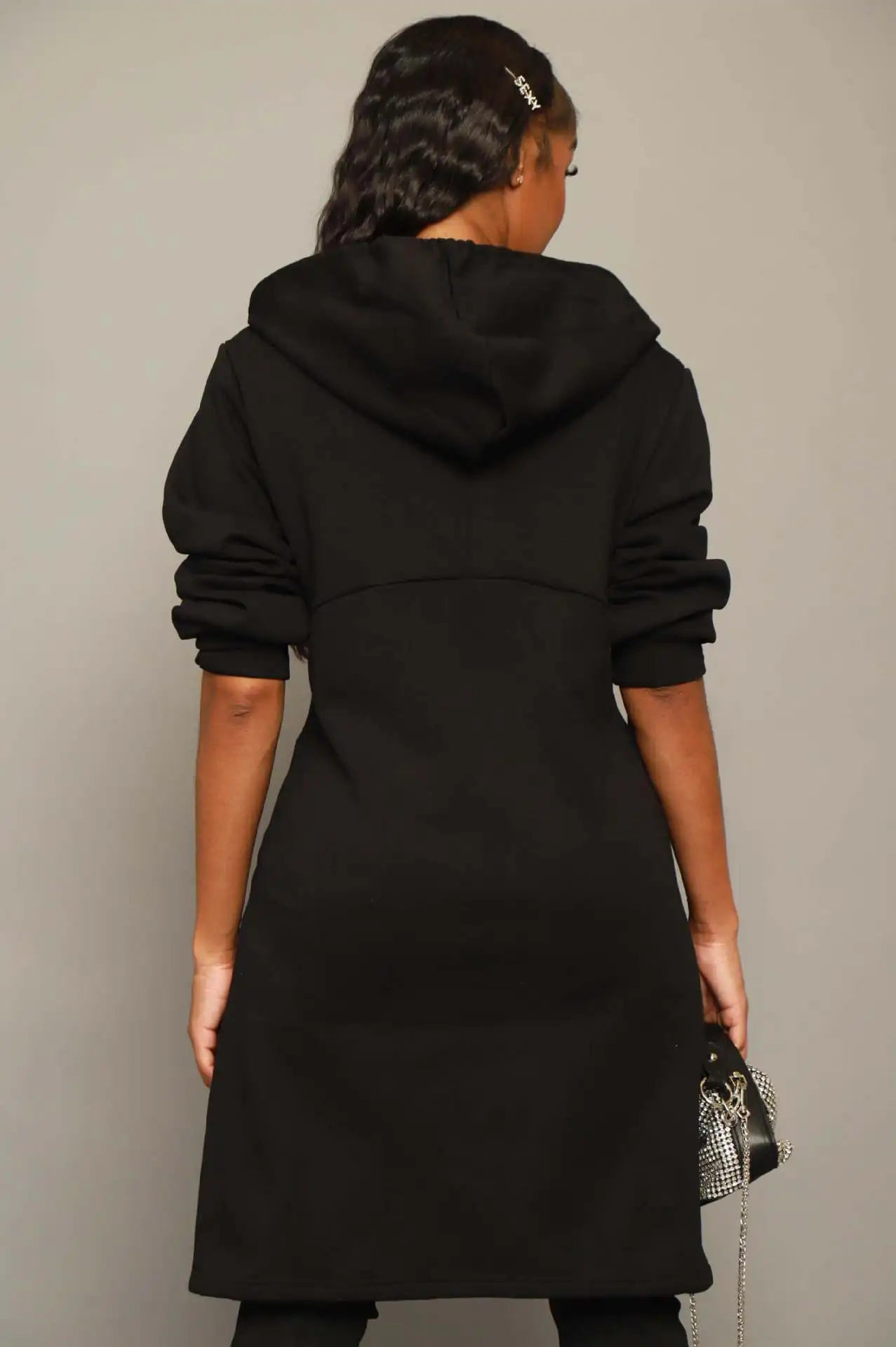 FS10235D sexy solid color stylish zippered hoodie women fashion coat