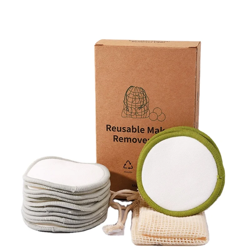 Women facial cotton bamboo makeup remover pads washable
