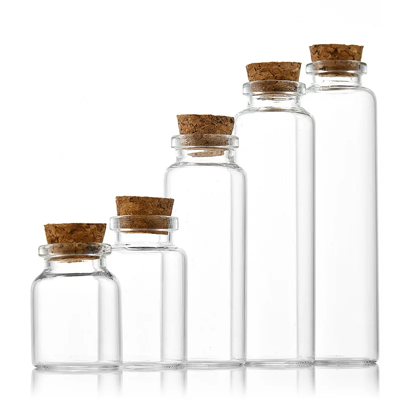 30mm Small DIY Crafts Vials Jars Packaging Bottles Test Tube Transparent Clear Glass Bottles with Cork Stopper