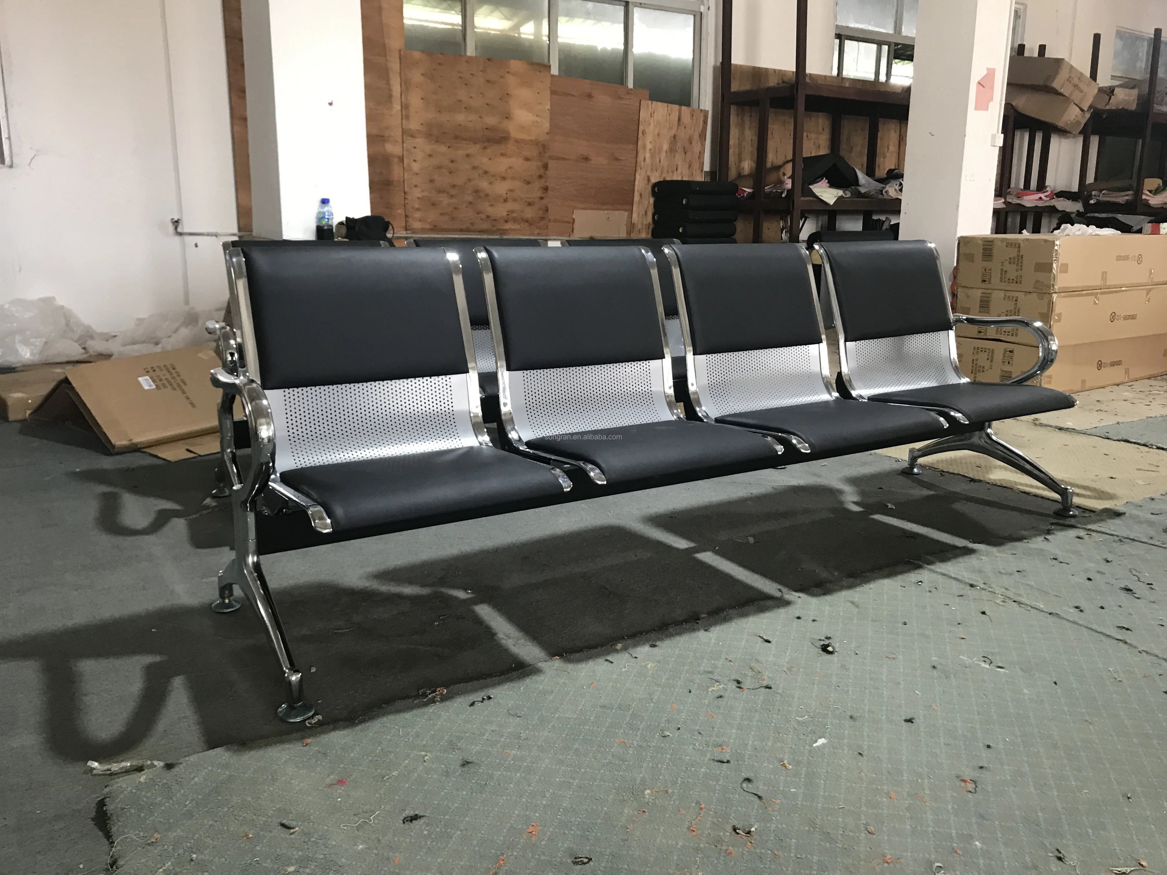 3-seater reception benches waiting area furniture PU hospital waiting chair