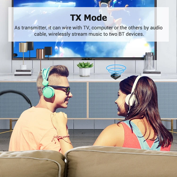 BT 5.0 Transmitter Receiver 2 in 1 Wireless Audio Adapter with LED Indicator Low Latency 10M Transmission Range for TV Car/Home