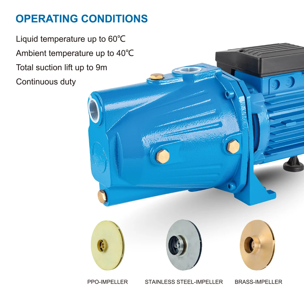 long distance high rise High efficiency Cast Iron body Versatile Garden Lawn Farm 1HP Shallow Well water Jet Pump