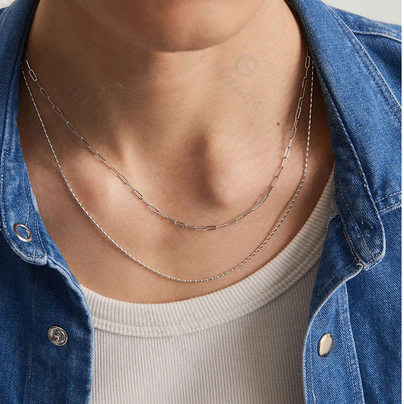 Gemnel custom latest trendy competitive price personalised 925 silver custom barrel link chain necklace