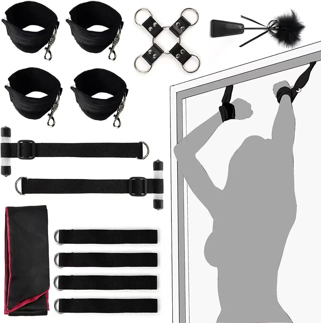 Sex Furniture Swing BDSM Carmen Handcuff Bondage Hanging Door Erotic Swing Fetish Slave Wrist Hand Cuff Adult Sex Toy For Couple