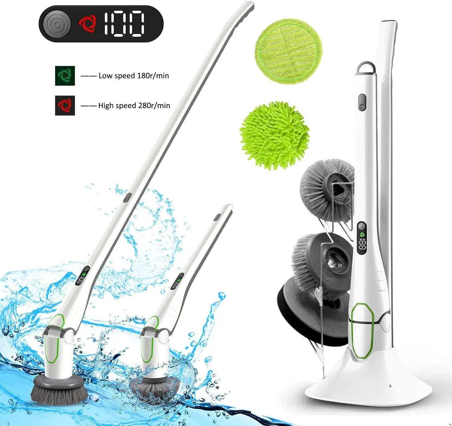 2022 best cleaning assistant electric scrubber floor scrubber machine car wash sponge with 6 multi-purpose brush head