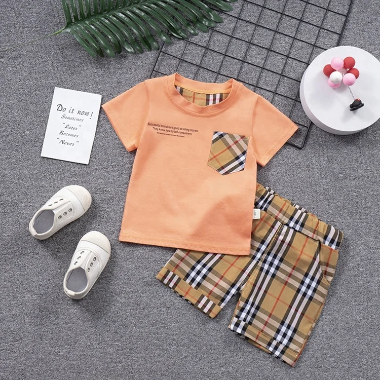 Ms-284 комплекты одежды для маленьких мальчиков От 3 до 4 лет 2 фотографии клетчатая футболка с коротким рукавом и шорты оптовая продажа Детская летняя одежда