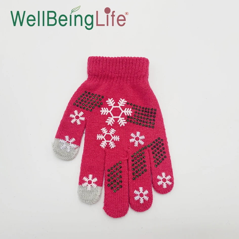 Adult acrylic knitted gloves, warm gloves with snowflake pattern, suitable for outdoor activities in winter