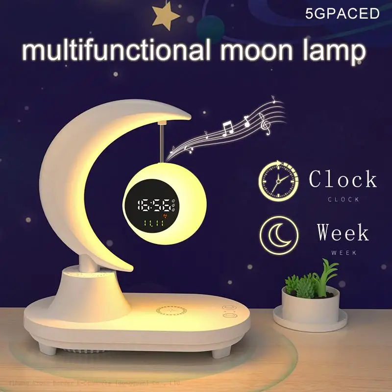Luxury Multifunction Best Gift  Night Light Alarm Clock Wireless Speaker 15W Fast Charging Mobile Phone Charger For iPhone 15