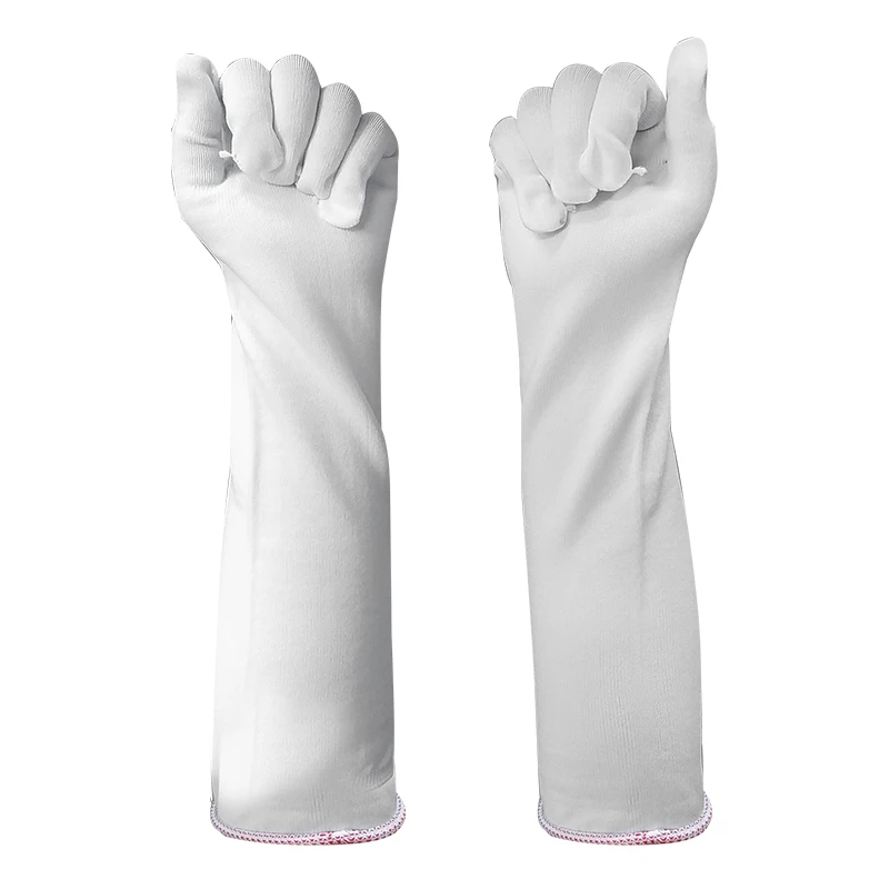Nylon Knit Guanti Da Long Cuff Protective Hand Gloves Knitted Uniform Ceremonial Parade White Nylon Gloves