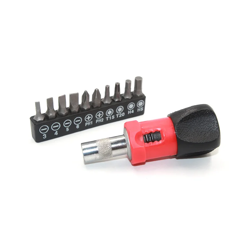 1/4 inch rotational ratchet screwdriver 6.35mm internal hex interface screwdriver bit holder with 10 pcs CR-V Batch of head