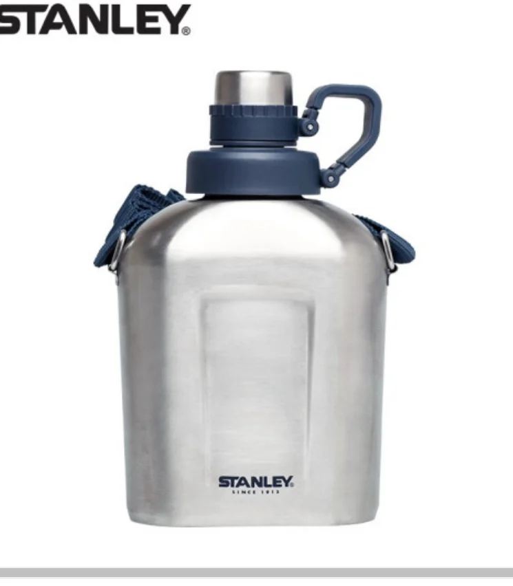 
 Американская бутылка для воды STANLEY, уличная походная Ретро Однослойная бутылка для воды с диагональным пролетом, 1 л, держатель для бутылки для воды  