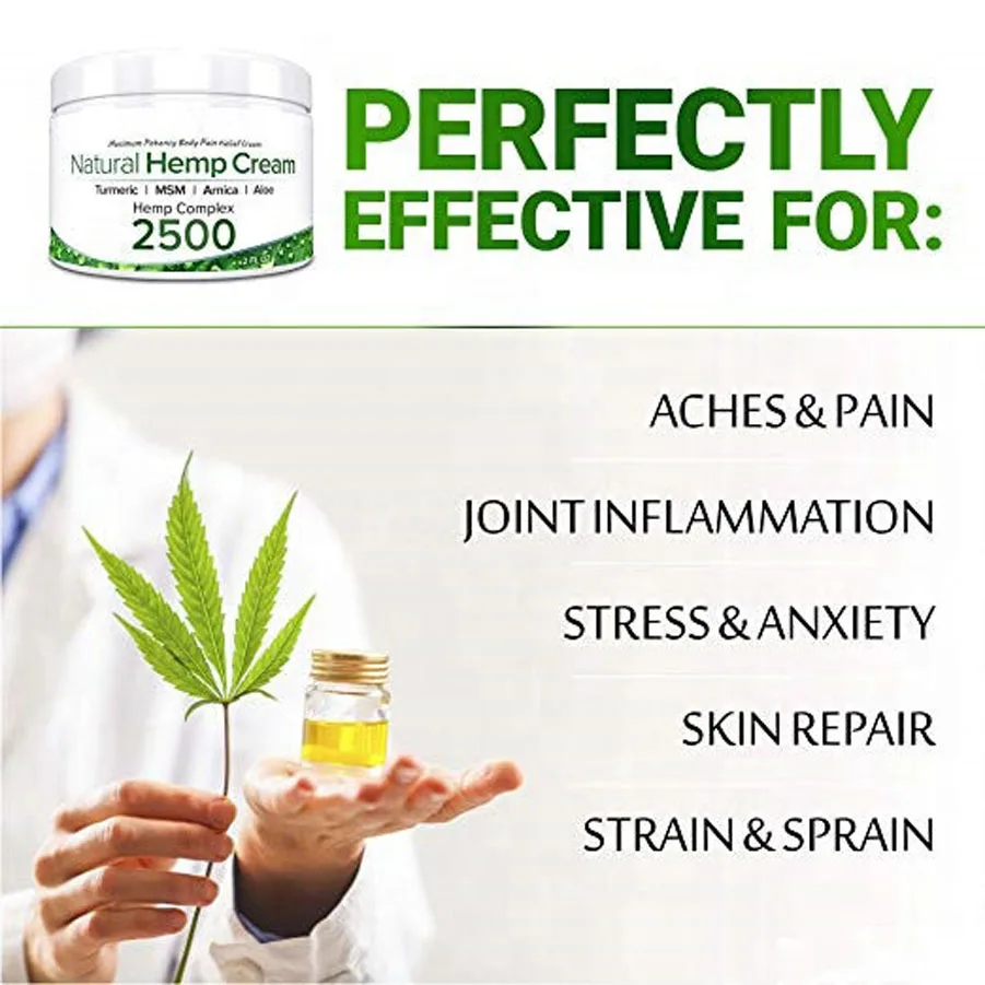 
Relieve Muscle Joint Arthritis Pain Effective Relief CBD Hemp Cream Factory price Manufacturer Supplier 