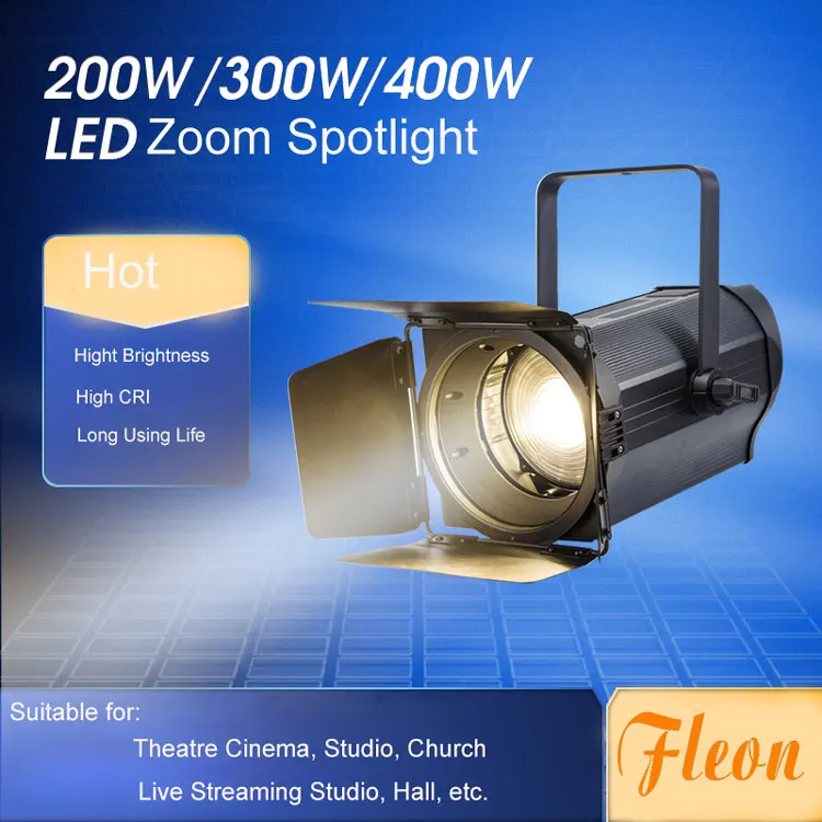 Led200w Dual Color Electronic Zoom Spotlight  300w 400w Cool White Warm White Color Soft Light Led Fresnel Studio Light