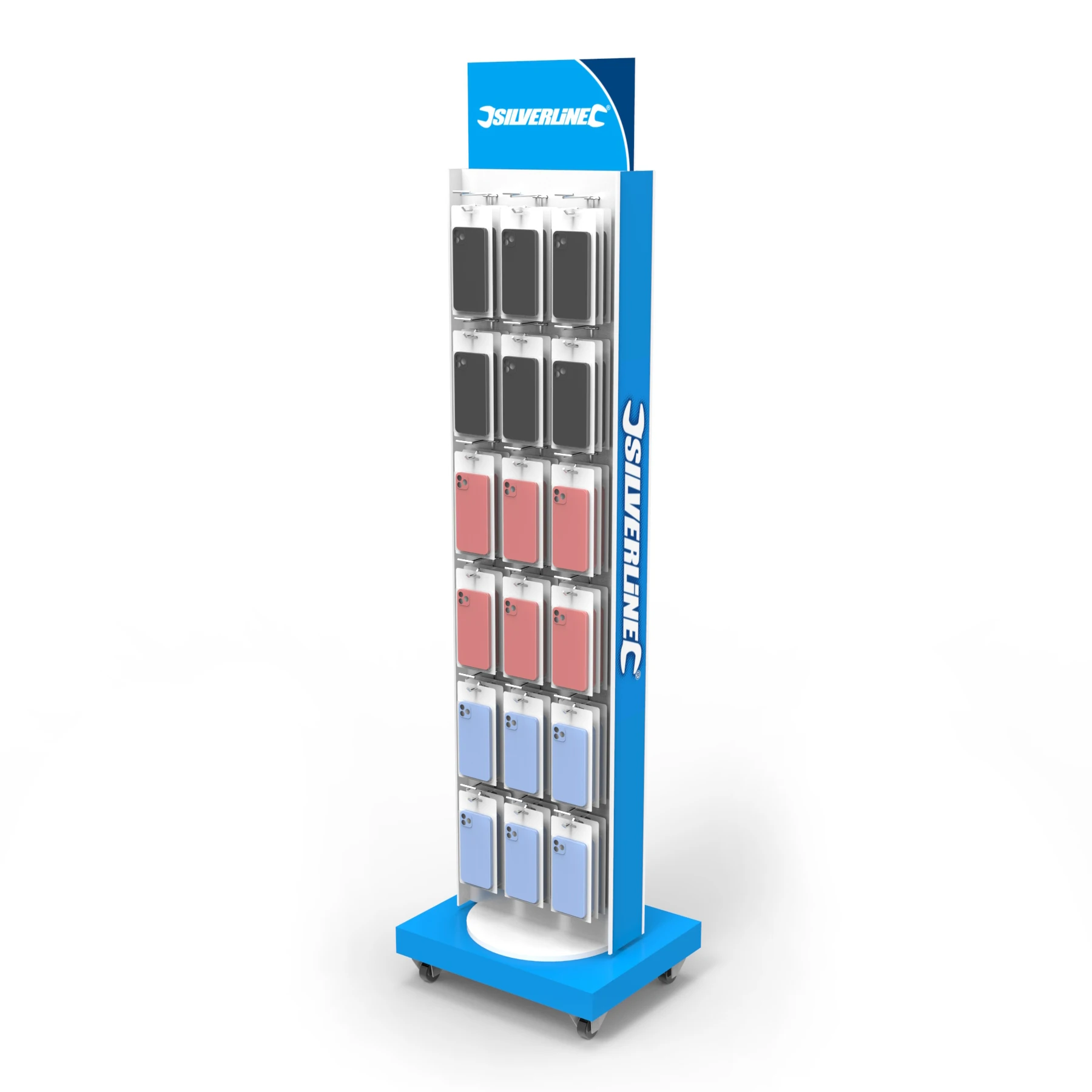 Bevis Customized Metal Pegboard Single or Double Rotating Floor Display Rack for Phone Case USB Cables Power Bank