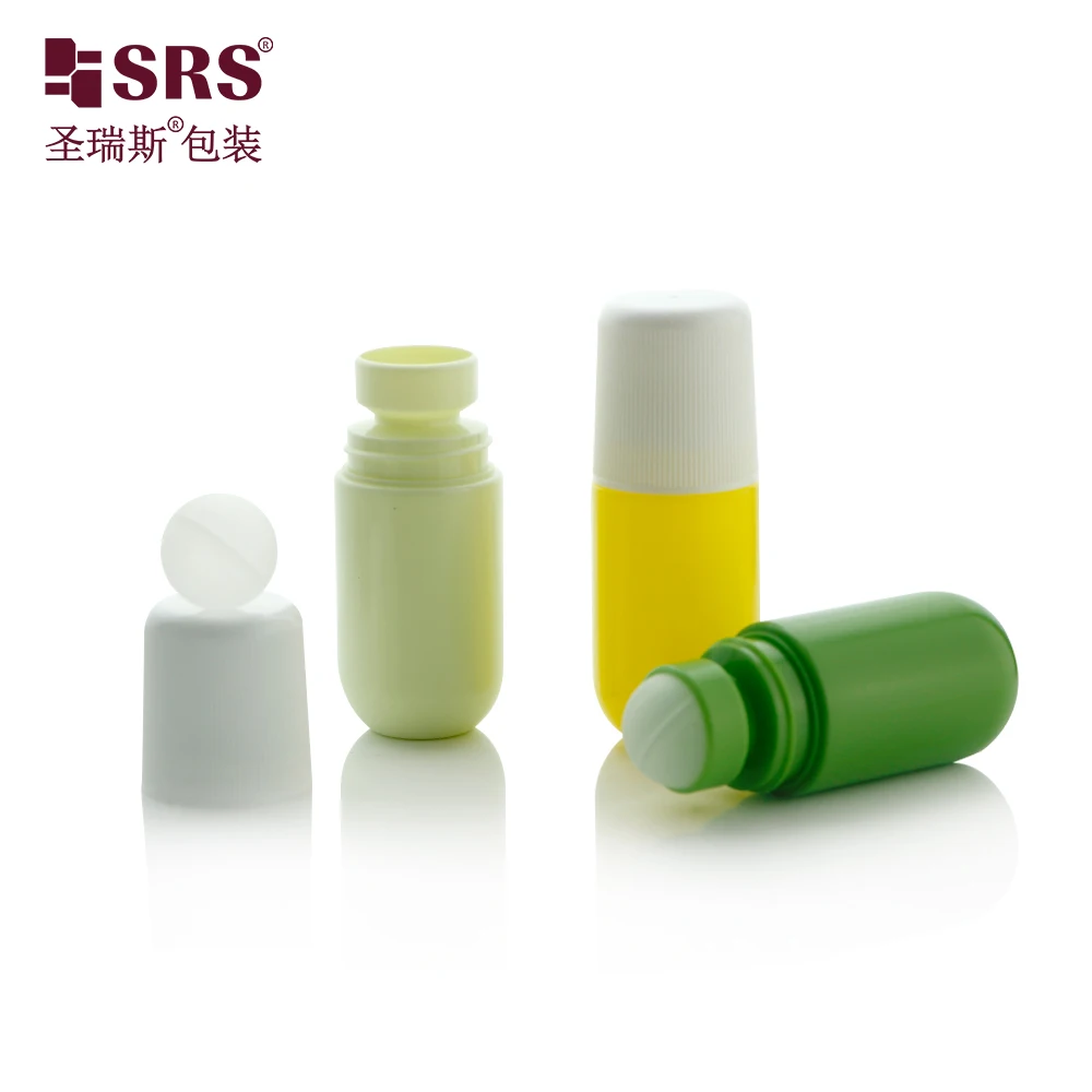 SRS Packaging Round Bottom 50ml  Deodorant Containers Cosmetic Plastic Roll On Bottle
