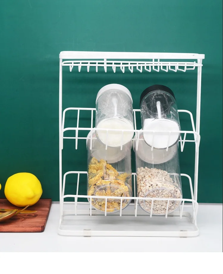 Kitchen supplies spice shelf floor countertop spice rack iron multi-layer storage rack