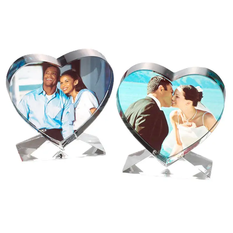 Love Heart Shape Frame Sublimation Crystal Photo Frames Sublimation Heat Transfer 3d Crystal Heart
