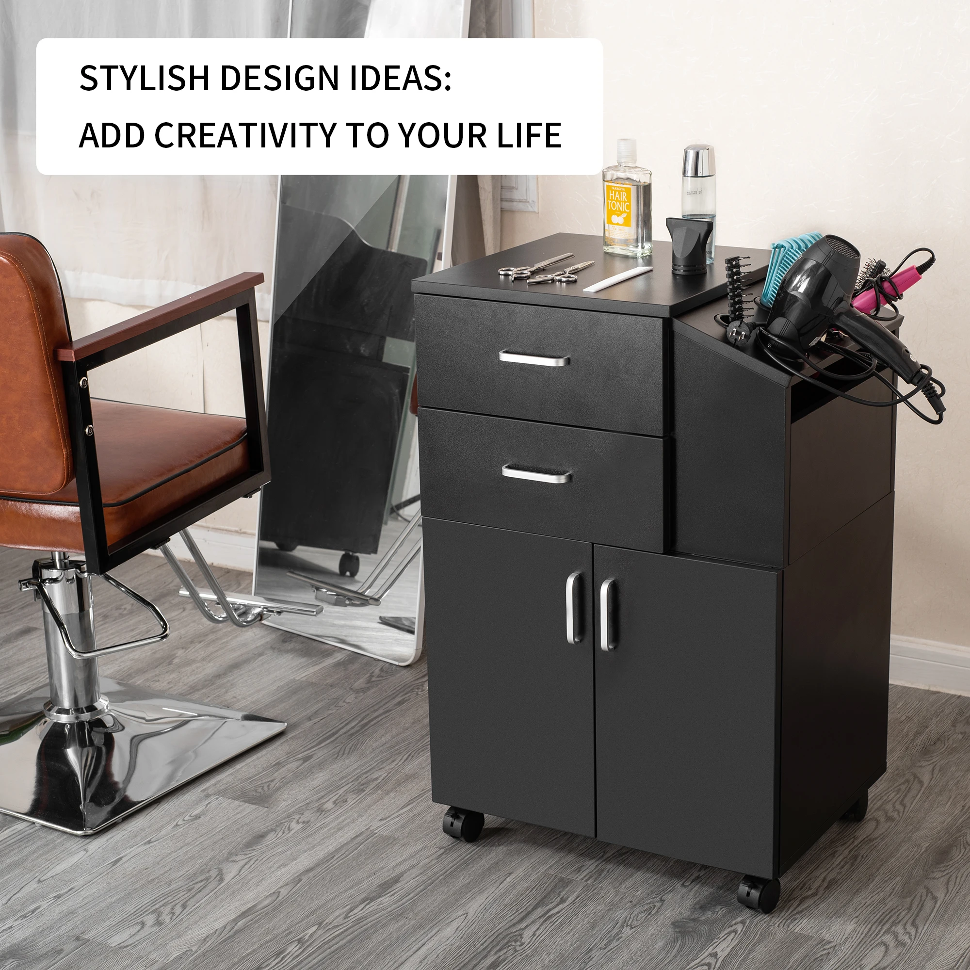 wood furniture black beauty hairdressing high quality tool low price salon trolley