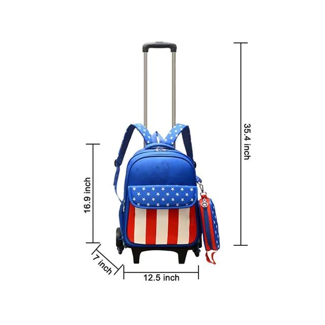 Children Rolling Backpack Wholesale Children Trolley Backpack School Bag With Pen Bag